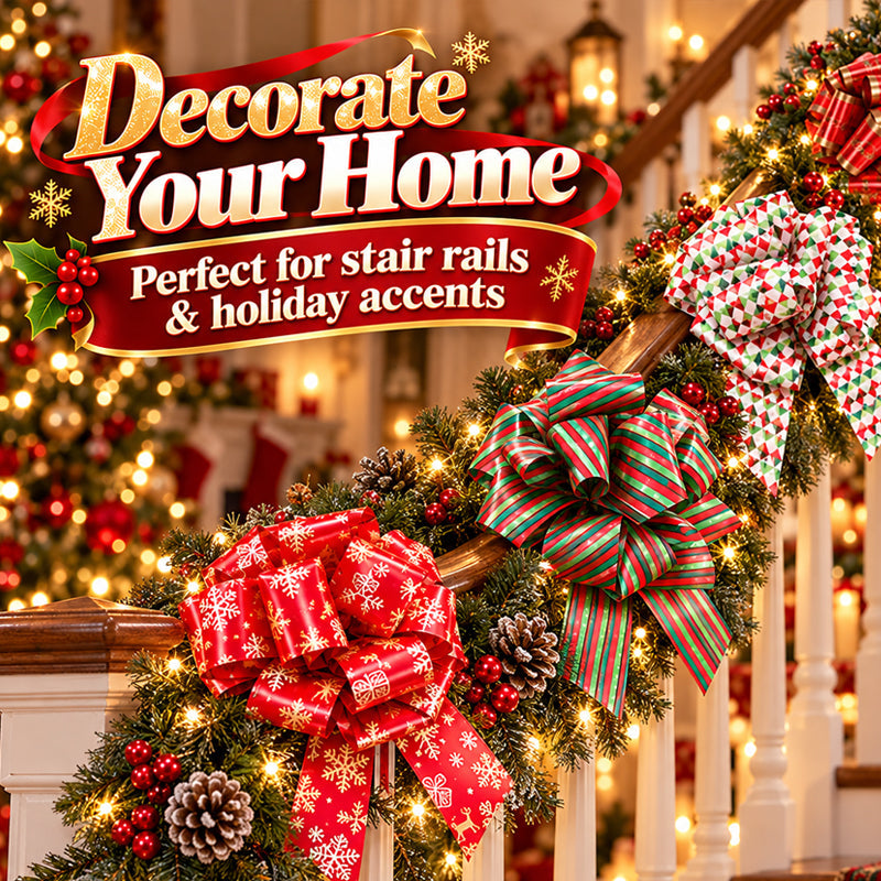 🎄🎀 Kerstdecoratie Strikken – Feestelijke Cadeaulinten met Vrolijke Kerstmotieven