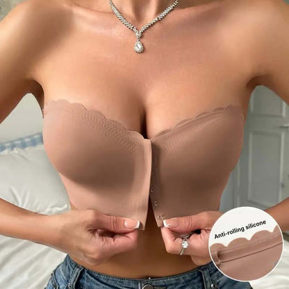 🔥Laatste dag ❤️Naadloze strapless bandeau-bh met voorsluiting