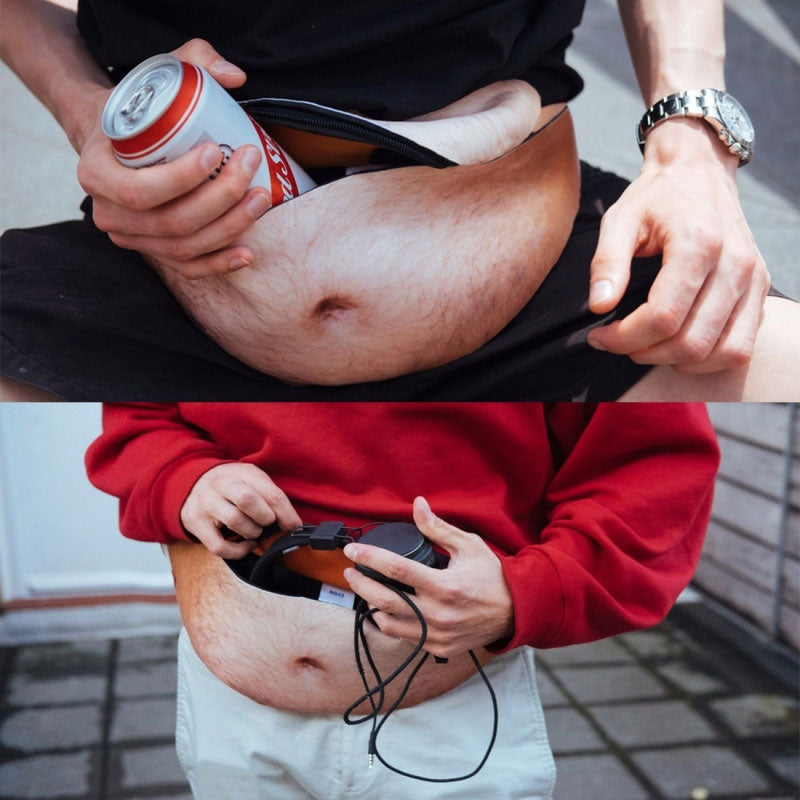 🤣🍺 Grappige buiktas – Realistische, grote buik, originele heuptas 🎒