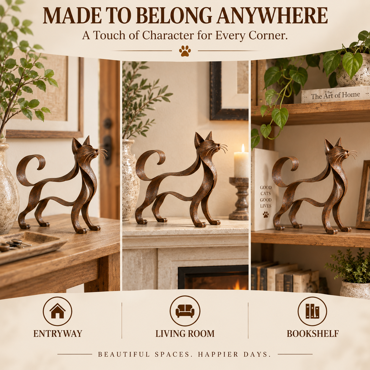 🐱 Metalen kattenbeeld in Maine Coon-stijl