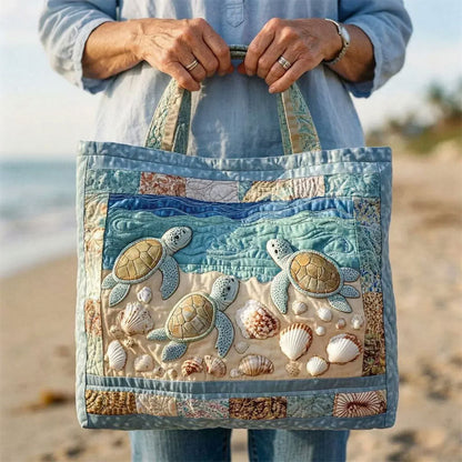 Turtle Haven Gewatteerde Shopper Tas – Strand Vibes & Stijl 🐢🌊✨