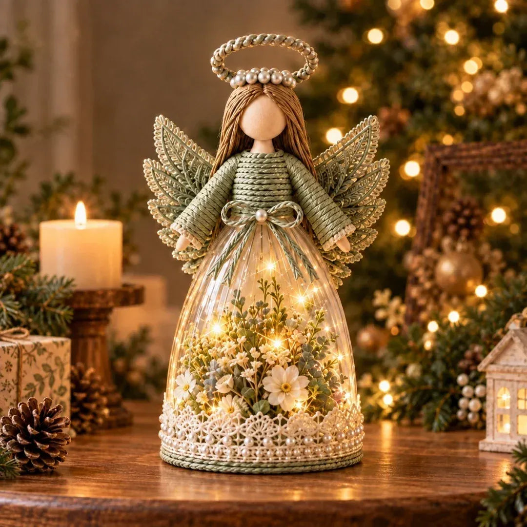 Blooming Guardian Angel Light | Bloemvormig LED-beeldje in lavendel, roze en salie