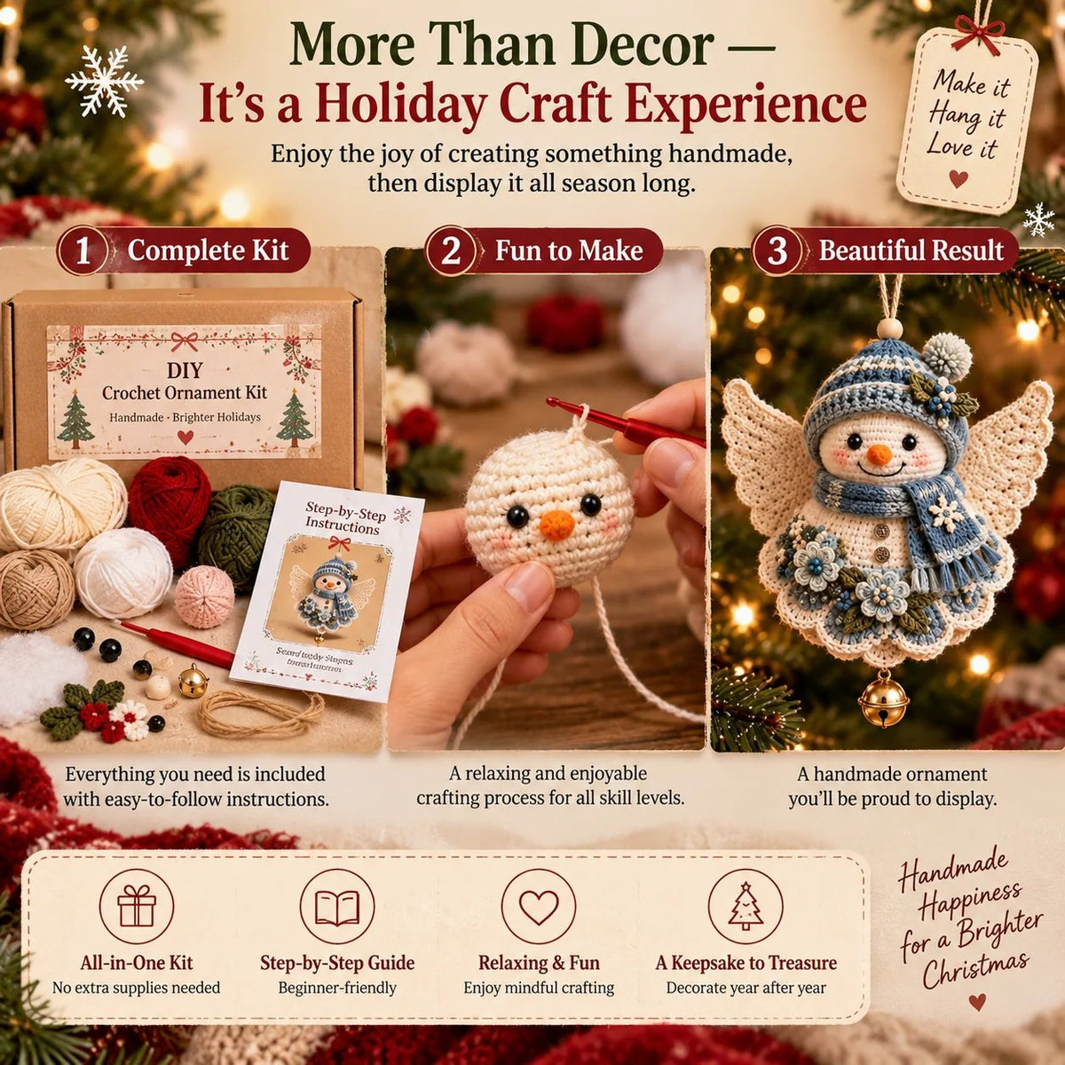 🎄 DIY-pakket voor een gehaakte kerstengel als kerstversiering – Zelf maken, ophangen en koesteren✨