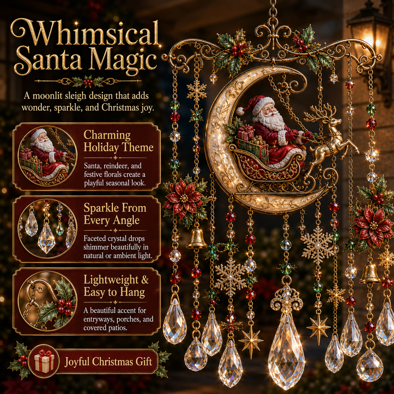 ✨ Kerst Windgong met Kristallen – Laat Jouw Huis Stralen Deze Feestdagen! 🎄💎