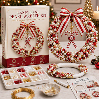 🎄✨ DIY-set voor een kerstkrans met parels – Handgemaakte kerstdeurversiering met kralen 💎🎀
