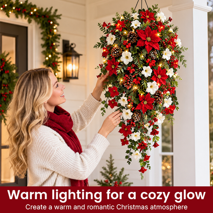 🎄🌺 Verlichte Waterval Kerstkrans – Transformeer Elke Ruimte in Feestsfeer!