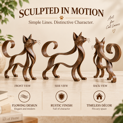 🐱 Metalen kattenbeeld in Maine Coon-stijl