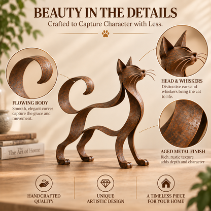 🐱 Metalen kattenbeeld in Maine Coon-stijl