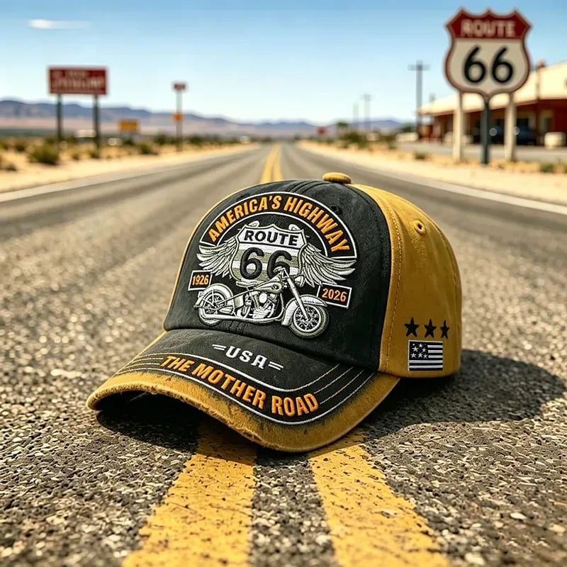 🏍️Casual baseballpet met retro-print ter ere van het 100-jarig jubileum van US Route 66