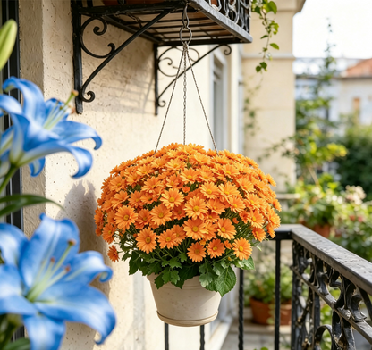 🌼- Kunstbloemen: chrysanten voor buiten die een zonsondergang nabootsen - UV-bestendig, waterdicht, windbestendig
