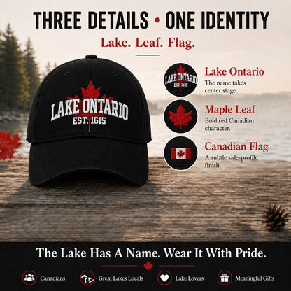 🔥LAATSTE DAG 50% KORTING - 🍁Lake Ontario Forever – Geborduurde pet in retro-stijl (🧢100% katoen)
