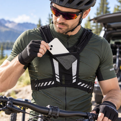 🏃Handsfree hardloopvest — met opbergruimte voor een waterfles en telefoon en reflecterende veiligheidselementen