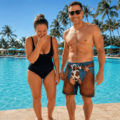 🏖️ Strand- en zwembadshorts met nep-denimprint