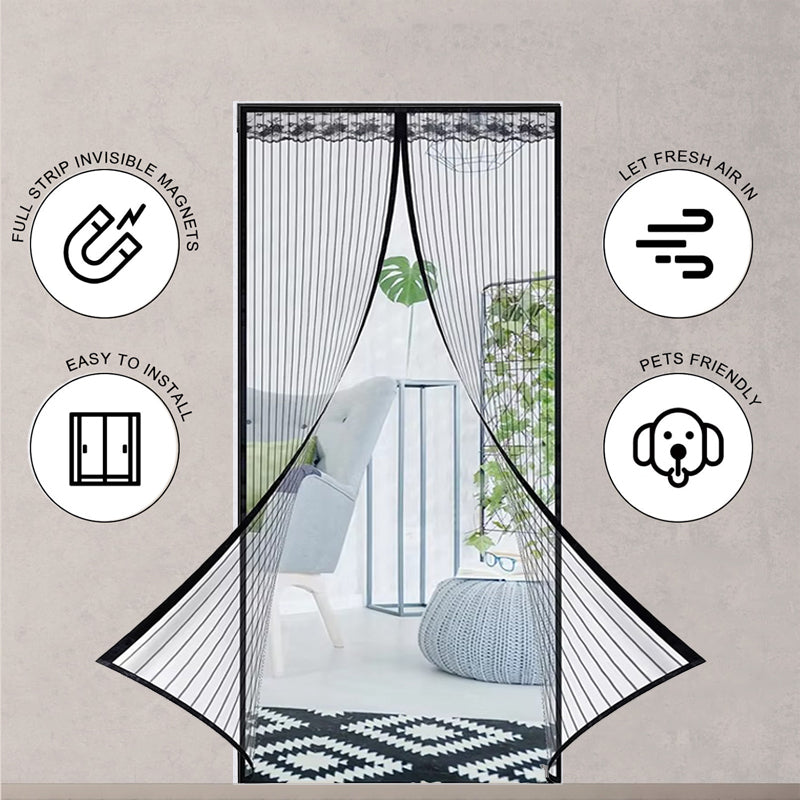 🪟🦟 Magic Mesh Summer Magnetic Mosquito Screen Door Curtain