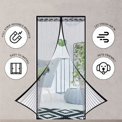 🪟🦟 Magic Mesh Summer Magnetic Mosquito Screen Door Curtain
