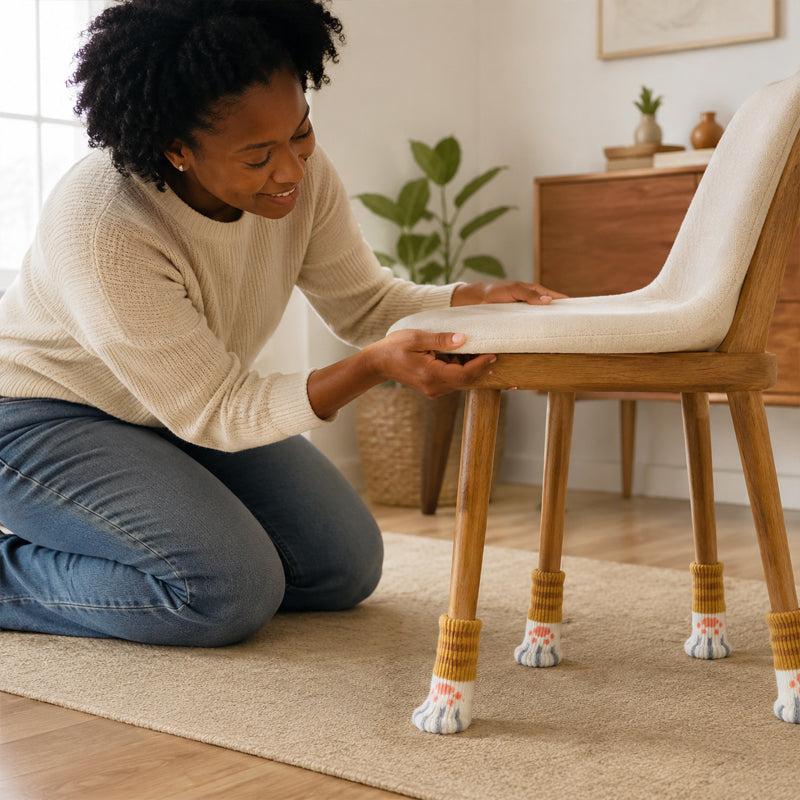 🐾🔇 Rustigere vloeren, schattigere stoelen — pootbeschermers in de vorm van kattenpootjes