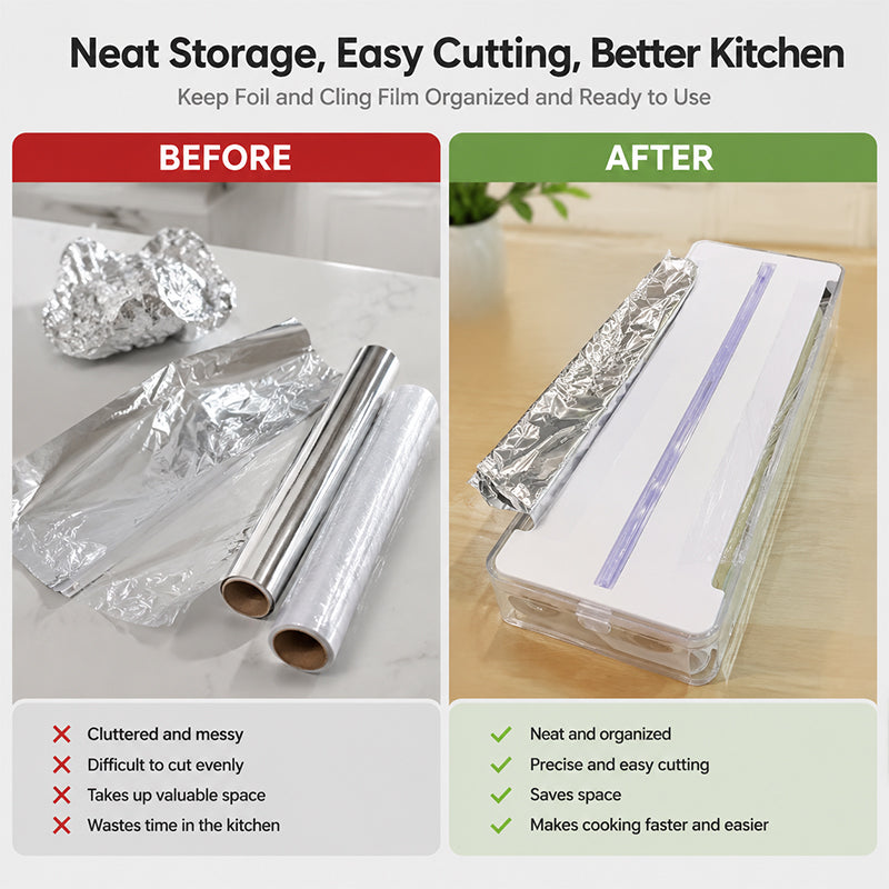 ✨Opbergdoos van aluminiumfolie, keukenpapier en vershoudfolie
