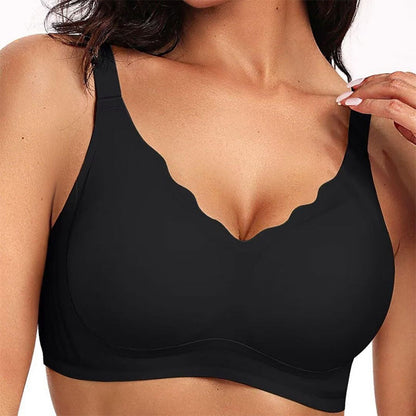 💖Naadloze push-up beha voor dames – draadloos, V-hals, met mesh en gekruist design