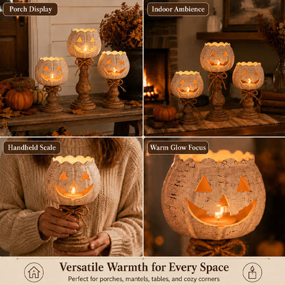 🎃 Schattige Pompoen Kandelaar – Breng Warme Halloween Sfeer in Huis! 🕯️✨