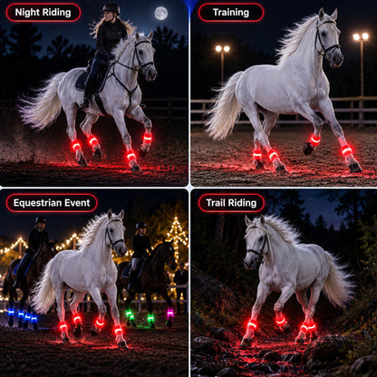 🐴✨ LED Verlichte Paardenbeenstrips – Laat Je Paard Schitteren in het Donker!