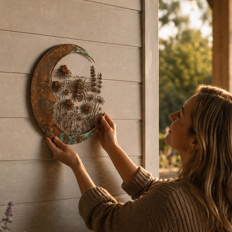 🌜️Wanddecoratie met halve maan en bij🐝