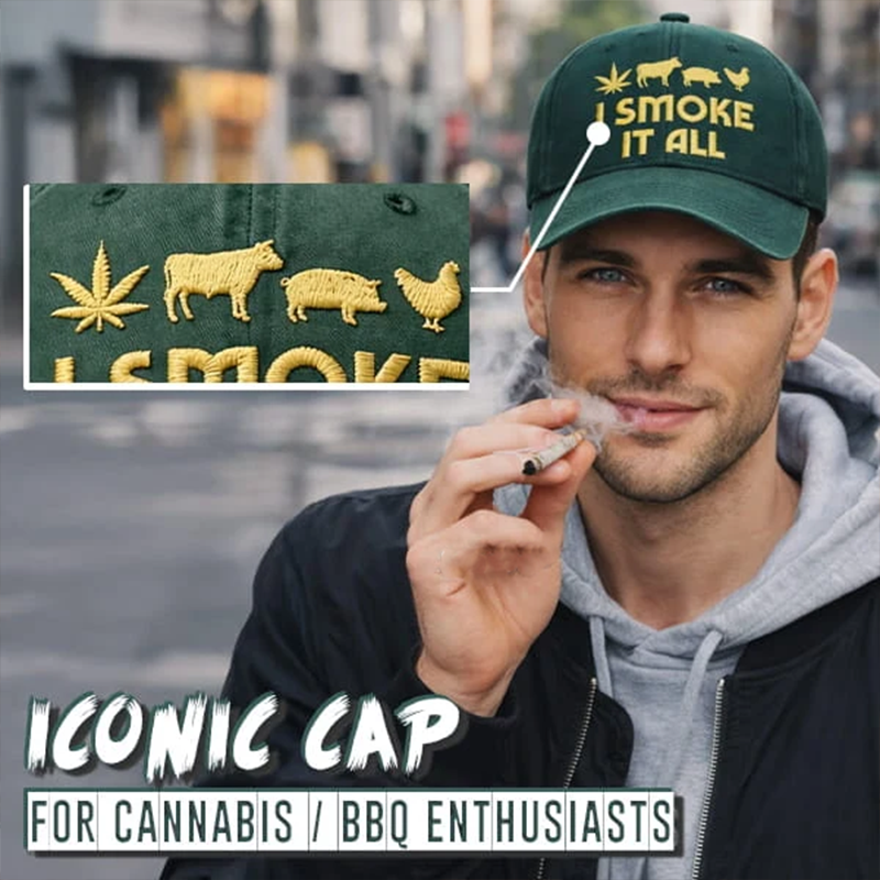 🧢 “I Smoke It All” geborduurde pet – Koel, comfortabel en grappig! 😎✨