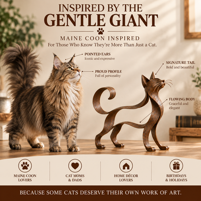 🐱 Metalen kattenbeeld in Maine Coon-stijl