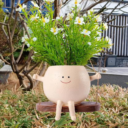 Sappige bloempot Schattig lachend gezicht Swing bloempot