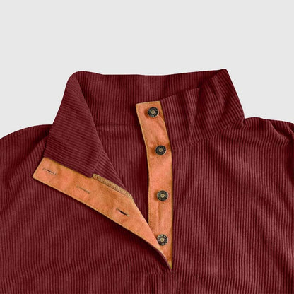 👔Herenblouse met opstaande kraag van corduroy