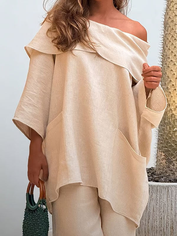 Dames Top met Onregelmatige Kraag/Irregular Collar Dames Top