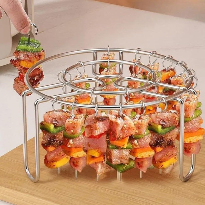 🔥 Spieshouder voor de heteluchtfriteuse – Roestvrijstalen verticale kebabhouder voor heteluchtfriteuses, ovens en zelfgemaakte BBQ-snacks🍢
