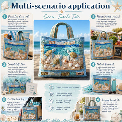 Turtle Haven Gewatteerde Shopper Tas – Strand Vibes & Stijl 🐢🌊✨
