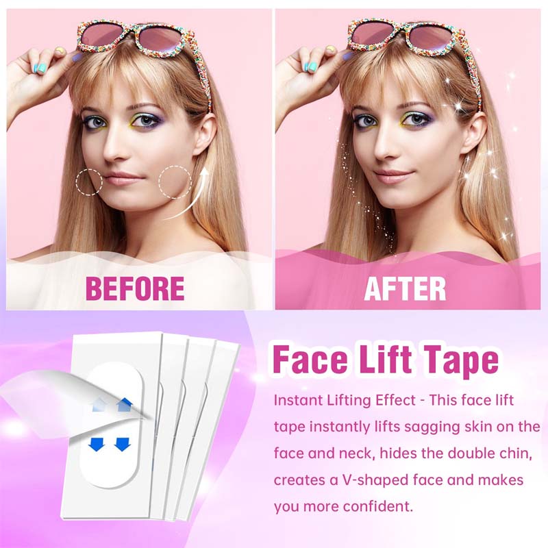 💁‍♀️ Bereik direct een jeugdige V-vorm ✨ Instant Face & Neck Lift Tape - Voor een vlekkeloos zelfvertrouwen de hele dag