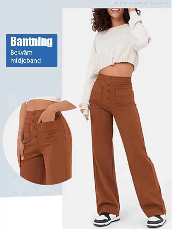 29% UIT ⏳ Hoge elastische broek met meerdere zakken