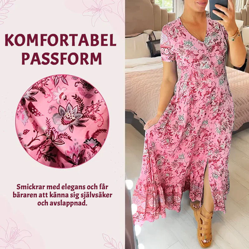 Gebloemde jurk met V-hals