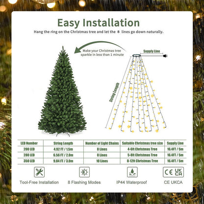 🎄LED Ring Vijfpuntige Ster Kerstboomverlichting 🎄