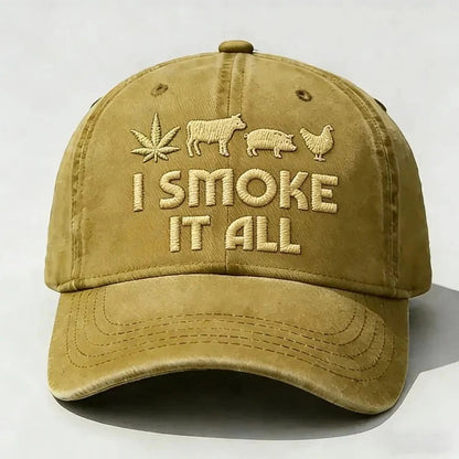 🧢 “I Smoke It All” geborduurde pet – Koel, comfortabel en grappig! 😎✨