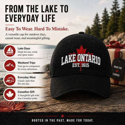 🔥LAATSTE DAG 50% KORTING - 🍁Lake Ontario Forever – Geborduurde pet in retro-stijl (🧢100% katoen)
