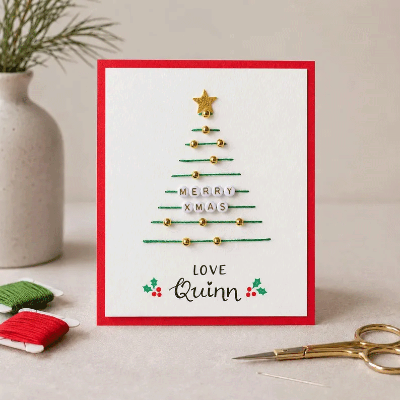 🎄🧵DIY-set voor een kerstkaart met string art
