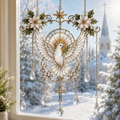 ✨ Collectie ‘Blessing Suncatcher’ in glas-in-loodstijl | Op het geloof geïnspireerde raamdecoratie met goudkleurige omlijsting en kristallen regenboogdruppels 🌈🙏