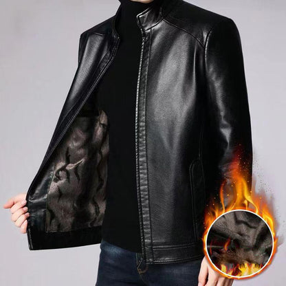 Heren Warm Plush Voering Leren Jas Jas - Cadeau voor Hem!