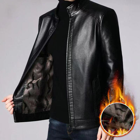 Heren Warm Plush Voering Leren Jas Jas - Cadeau voor Hem!