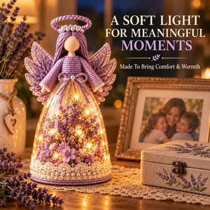 Blooming Guardian Angel Light | Bloemvormig LED-beeldje in lavendel, roze en salie