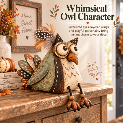 🦉✨ Rustieke Uilen Plankdecoratie – Warme Landelijke Sfeer!