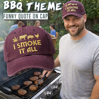 🧢 “I Smoke It All” geborduurde pet – Koel, comfortabel en grappig! 😎✨