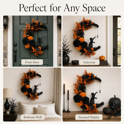 🐈‍⬛🌙Handgemaakte Halloween-kattenkrans