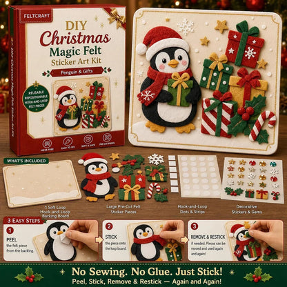 🎄 DIY-kerstmagie: kunstset met viltstickers – afpellen, plakken en creatief aan de slag