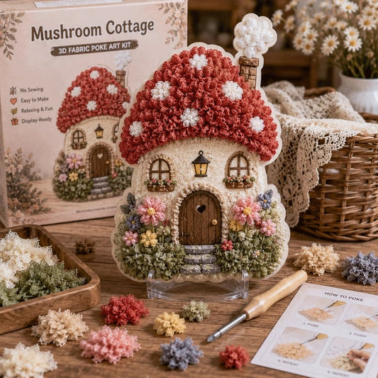 🔥Laatste dag: 50% KORTING - ✨Whimsical Village 3D-poke-art-set van stof