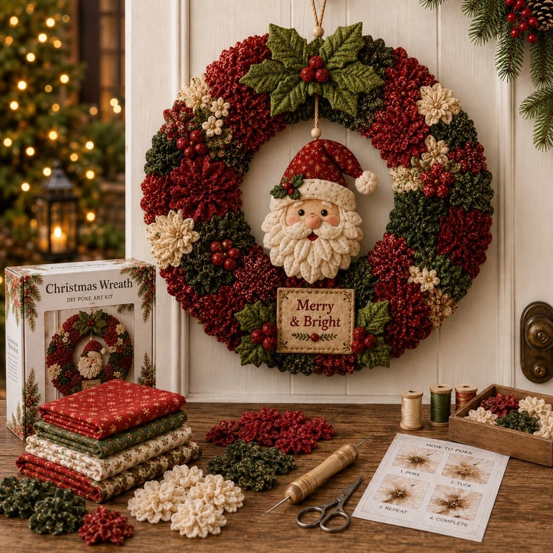 🎄 DIY Kerstkranspakket met prikbordkunst – Handgemaakte kerstdeurdecoratie