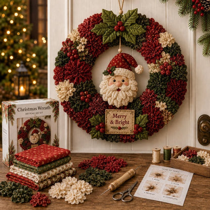 🎄 DIY Kerstkranspakket met prikbordkunst – Handgemaakte kerstdeurdecoratie
